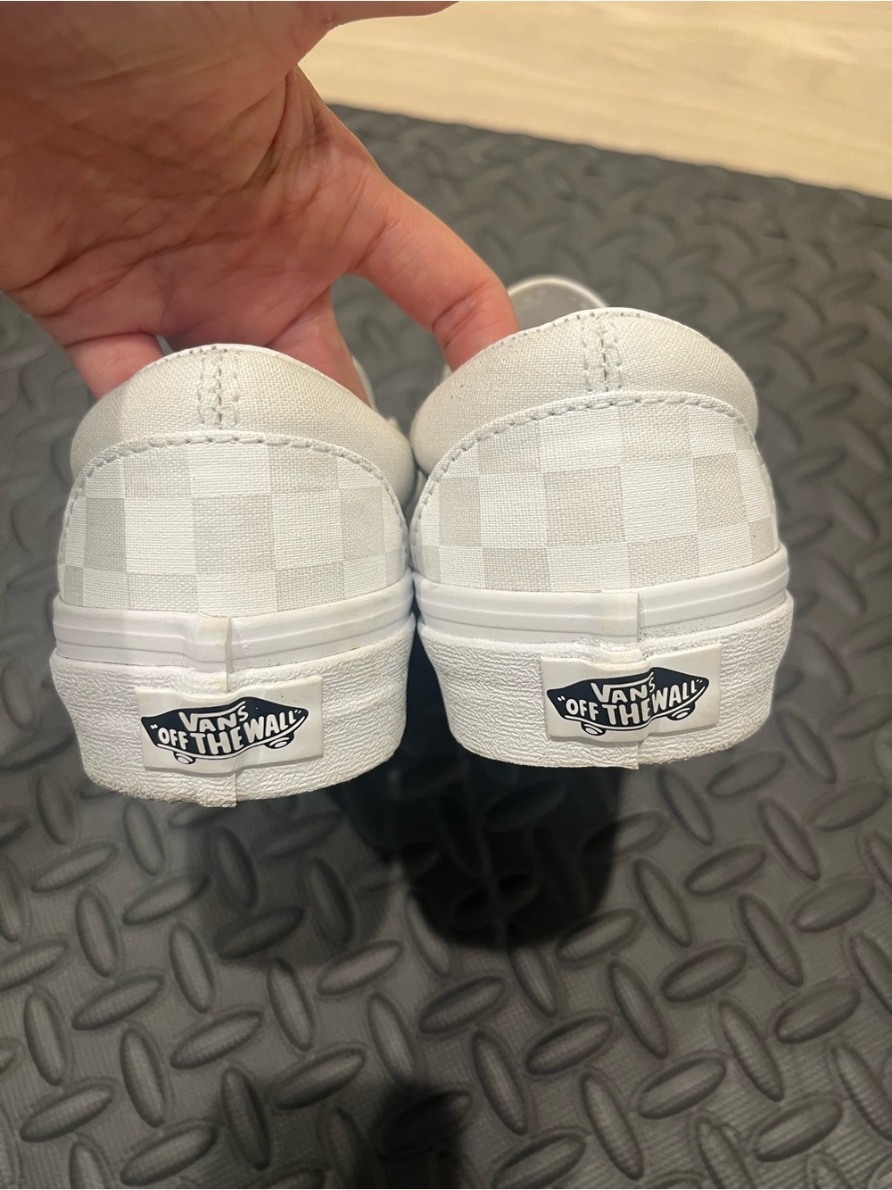 Vans White Checker Slip-On Shoes Size 5.5 (can also fit size 5) - Picture 2 of 4
